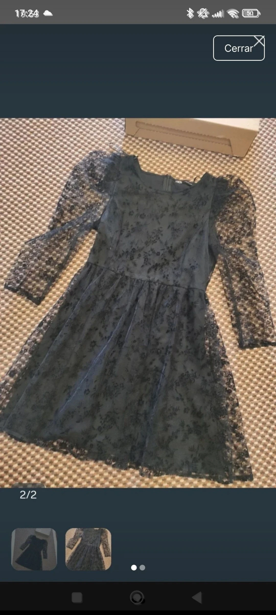 Vestido zara t.s. con puntilla y mangas semitransparentes